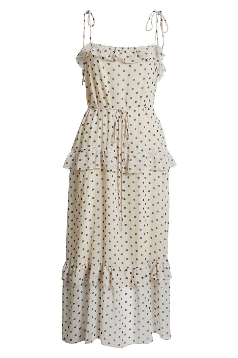 Polka Dot Tiered Maxi Dress, Alternate, color, WHITE/ BLAC