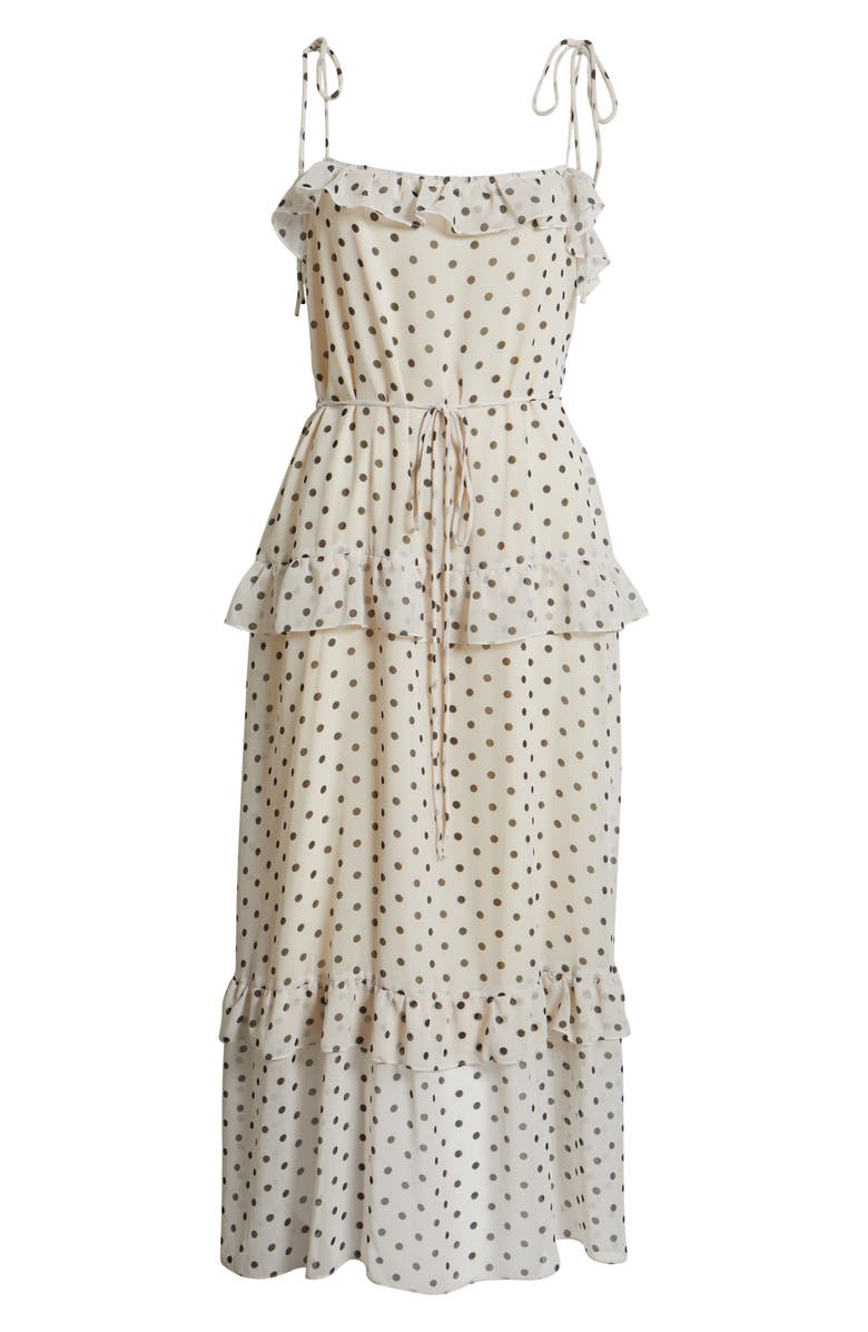 Julia Jordan Polka Dot Tiered Maxi Dress, Alternate, color, White/ Blac