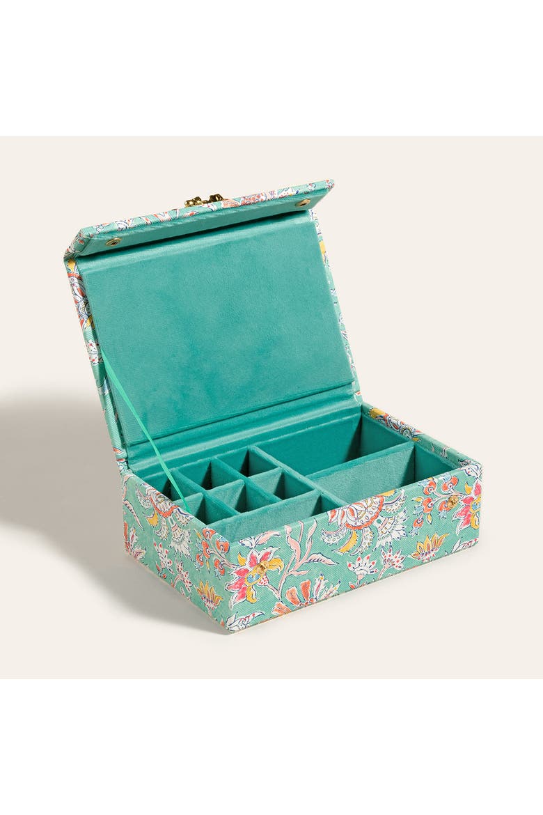 Meilin Floral Jewelry Box 7" x 5" Artisan, Alternate, color, Turquoise
