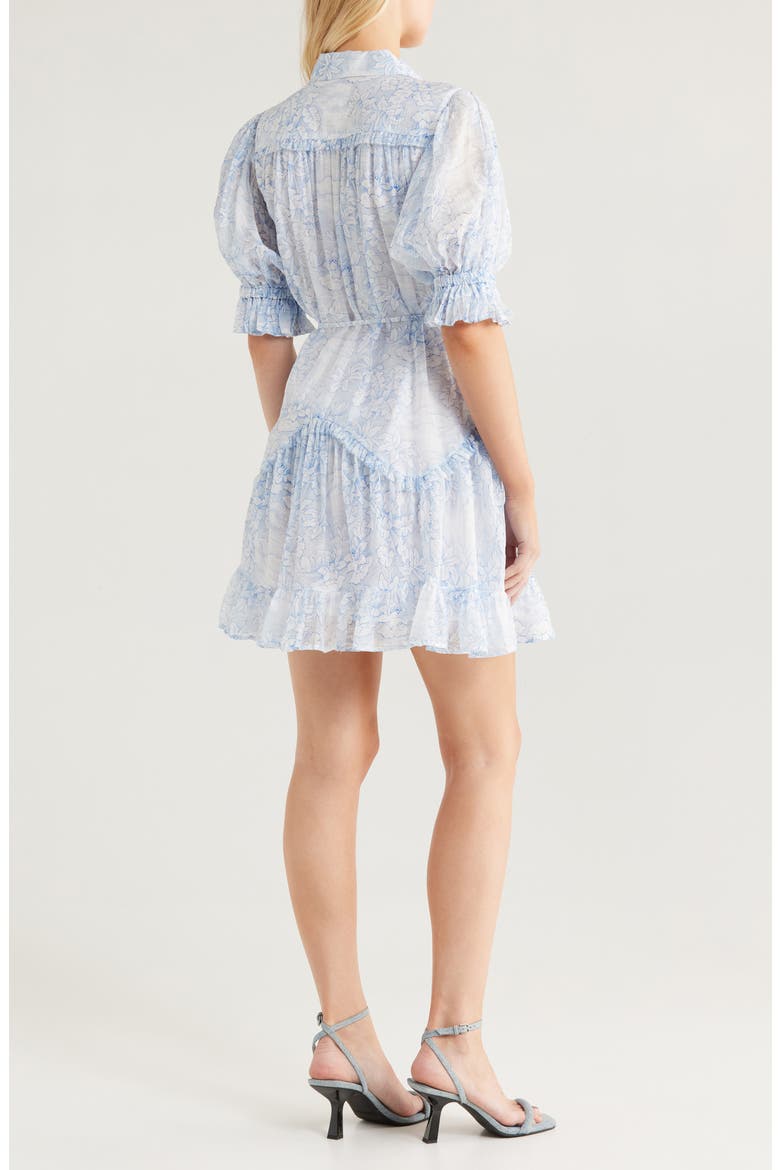Gwendoline Floral Toile Shirtdress, Alternate, color, WHITE/ DARK CERULEAN