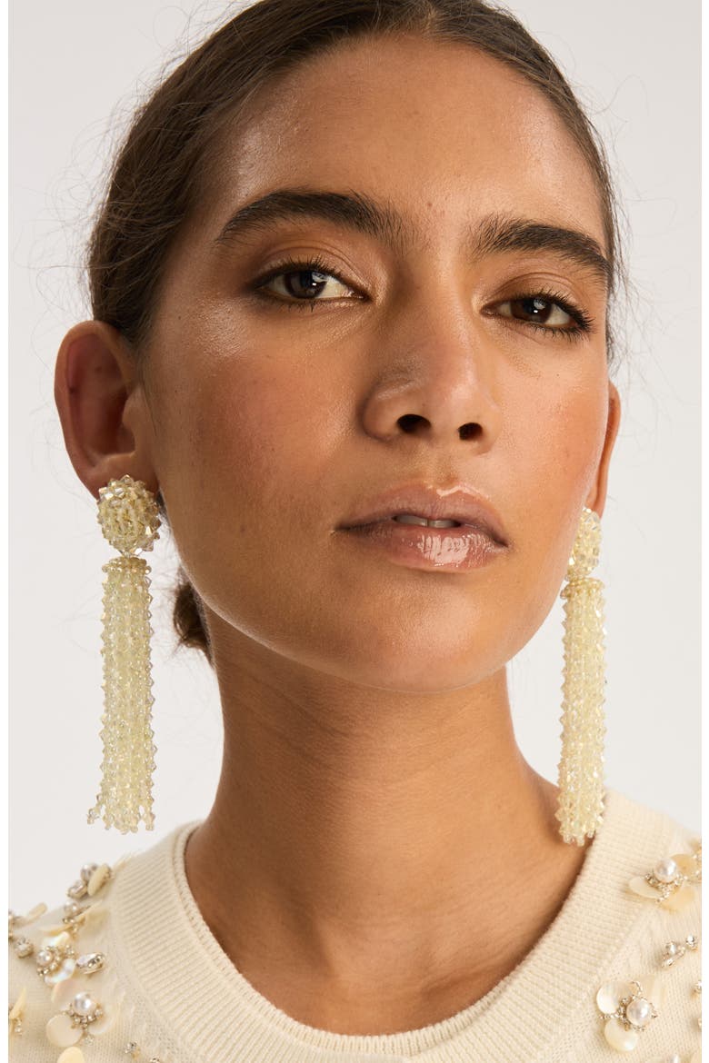 Beaded Tassel Drop Earrings, Alternate, color, PALE YELLOW