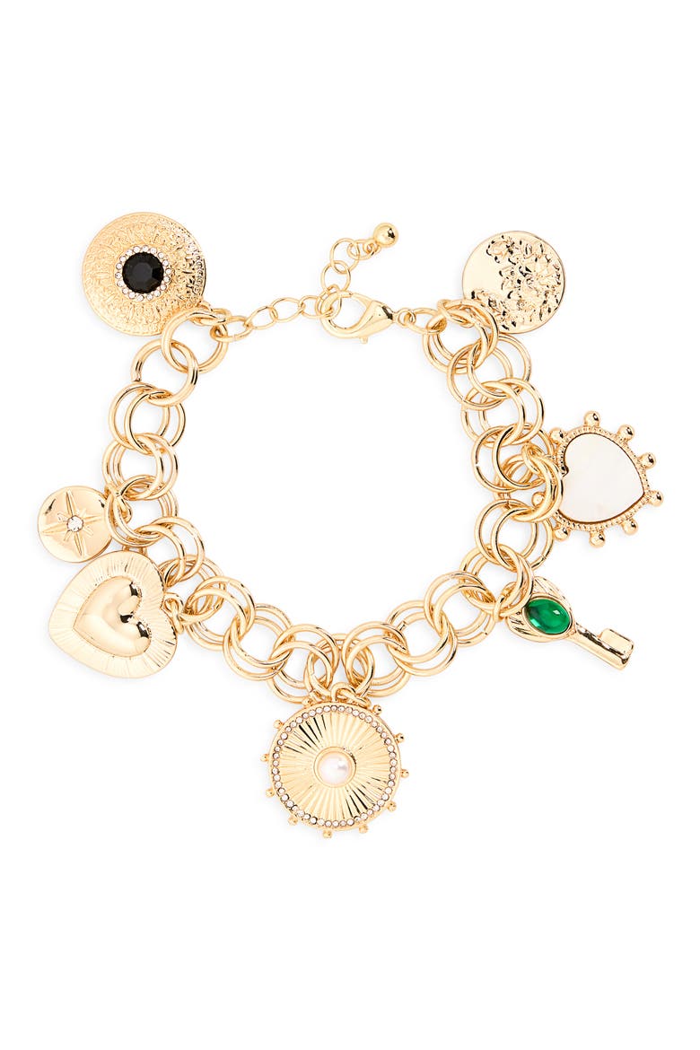 Eclectic Charm Bracelet, Main, color, GOLD MULTI