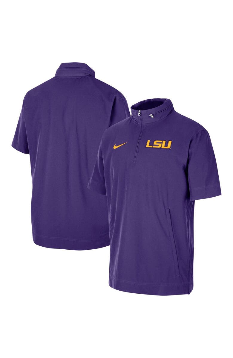 Nike Men's Nike Purple LSU Tigers Coaches Half-Zip Short Sleeve Jacket, Main, color, 