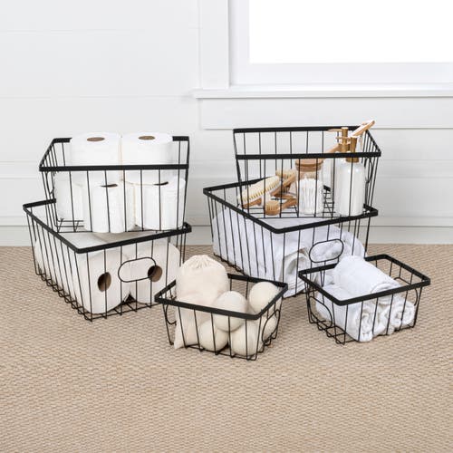 Happimess Camden Vintage Industrial Handmade Wire Metal Nesting Storage Baskets In Black