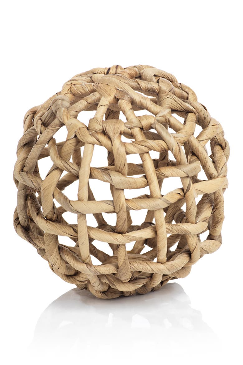 Set of 8 Water Hyacinth Decorative Balls, Main, color, BEIGE