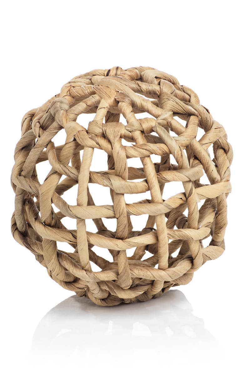 Zodax Set of 8 Water Hyacinth Decorative Balls, Main, color, Beige