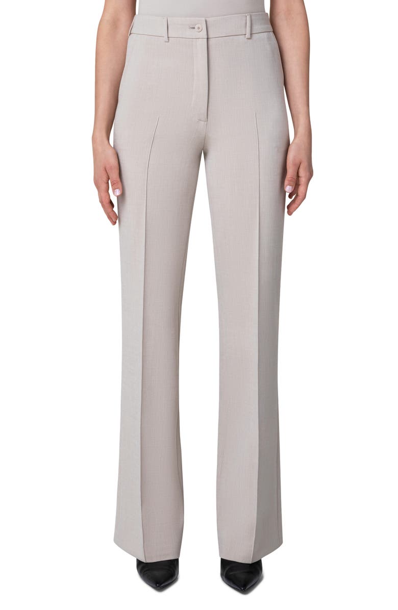 Akris punto Faye Pintucked Bootcut Pebble Crepe Pants, Main, color, Sand