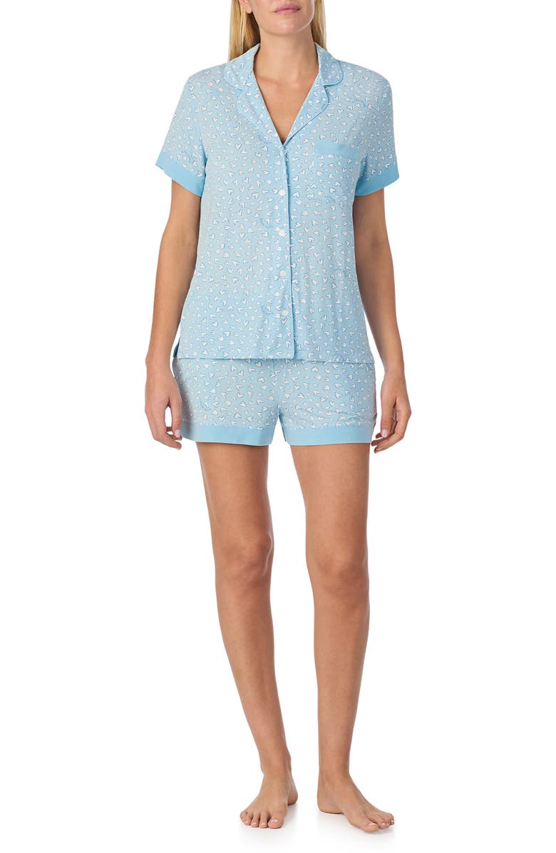 Kate Spade New York print short pajamas, Main, color, Blue/ Heart