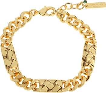 Quilted Bar Station Chain Bracelet