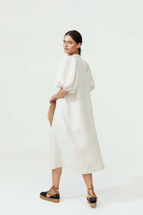 Lanhtropy Bubble Linen Dress In Natural In Natural