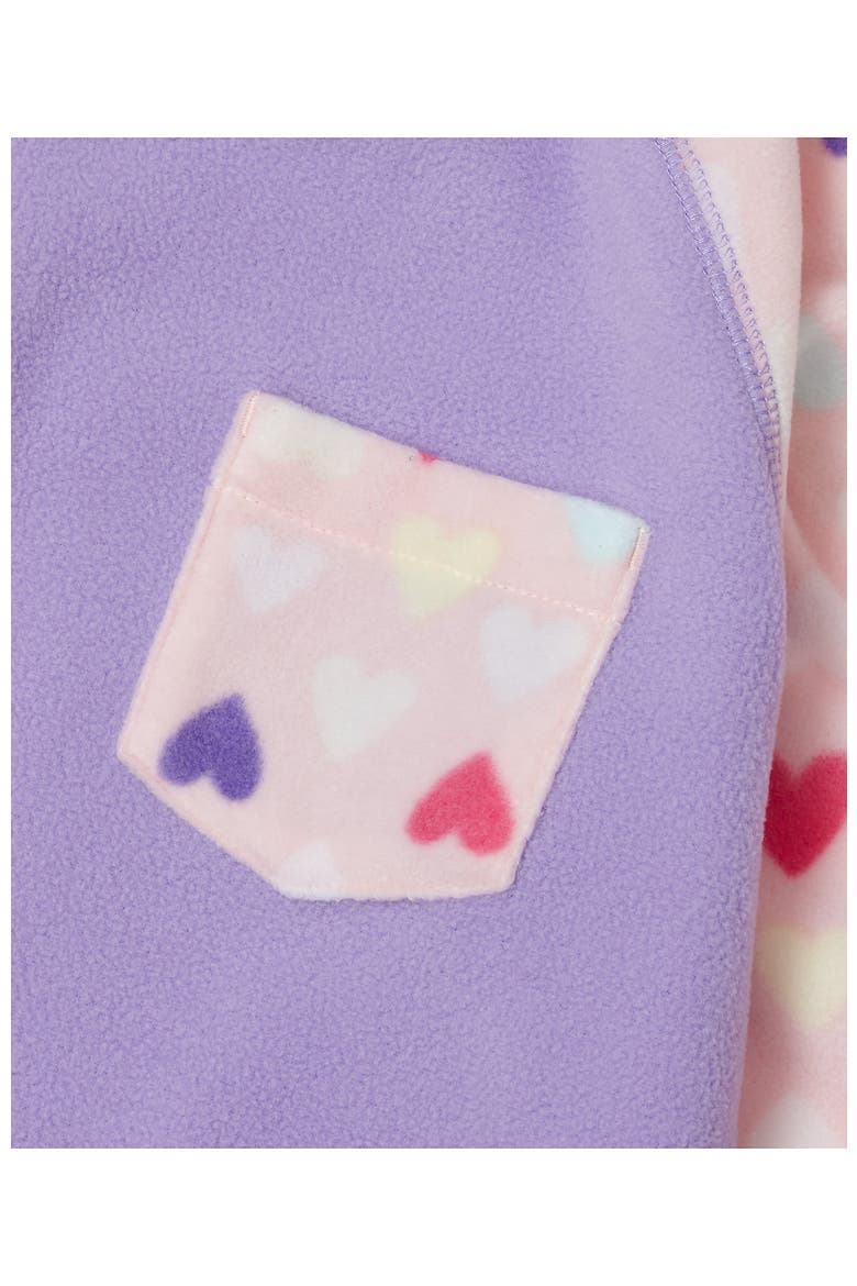 Kids Long Sleeve Pocket Fleece Pajama Set, Alternate, color, Pink Watercolor Hearts