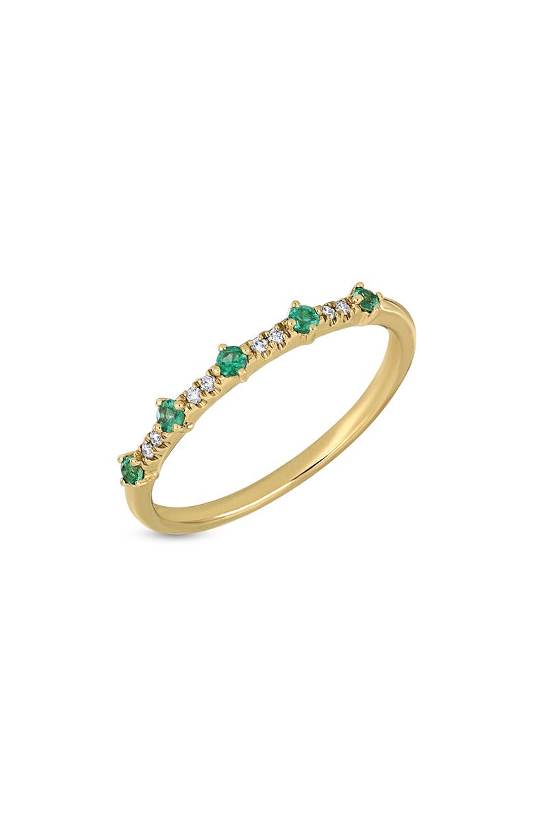 Bony Levy El Mar 18K Yellow Gold Emerald & Diamond Stackable Ring, Main, color, 