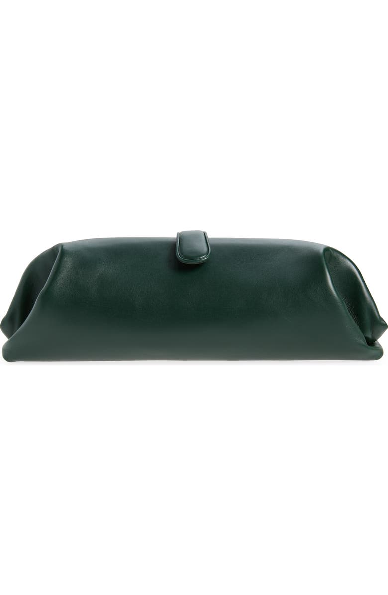 Bottega Veneta Leather East/West Clutch, Main, color, 3270 Alpi Green-Brass