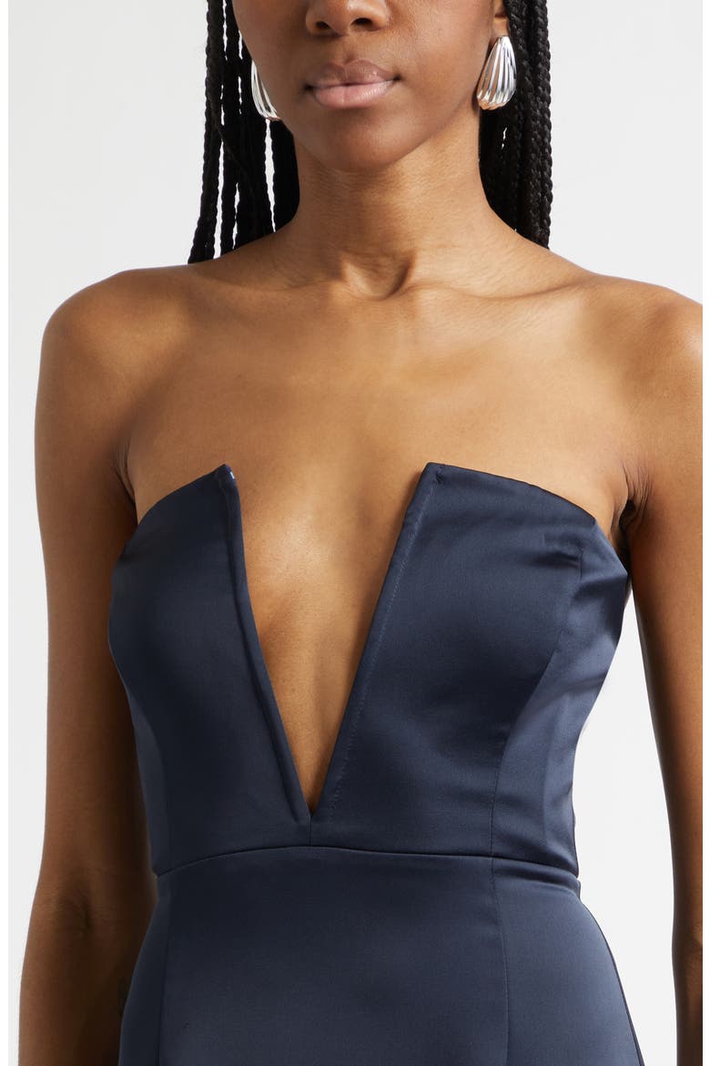 Raquel Plunge Strapless Column Gown, Alternate, color, NAVY