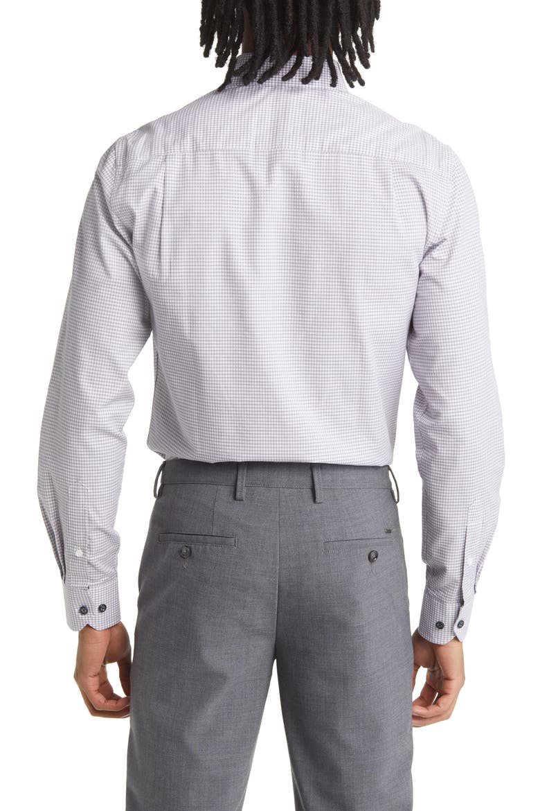 Tailored Fit Box Check Dress Shirt, Alternate, color, GREY