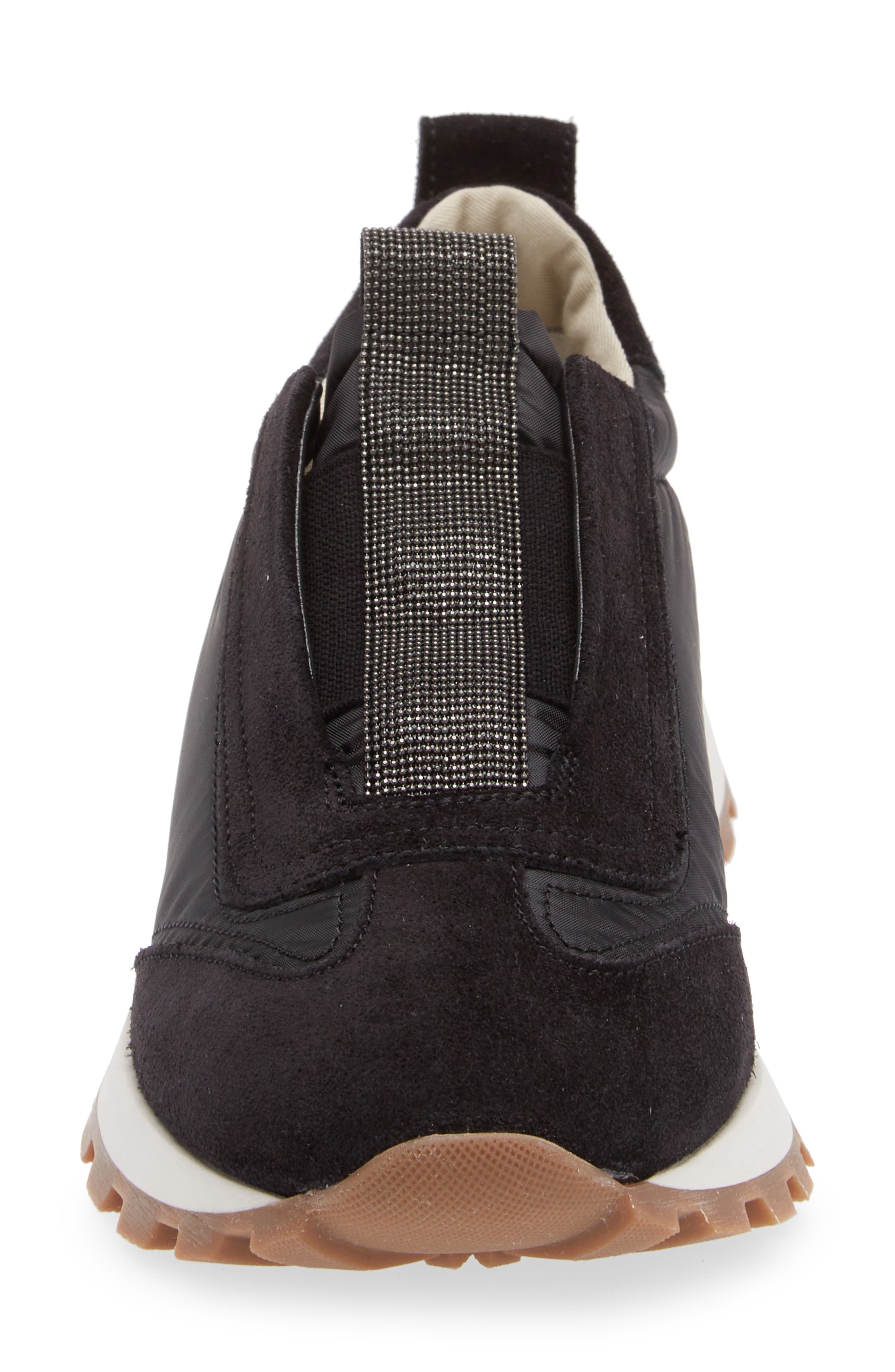 Brunello Cucinelli Monili Suede & Nylon Slip-On Sneaker, Alternate, color, 