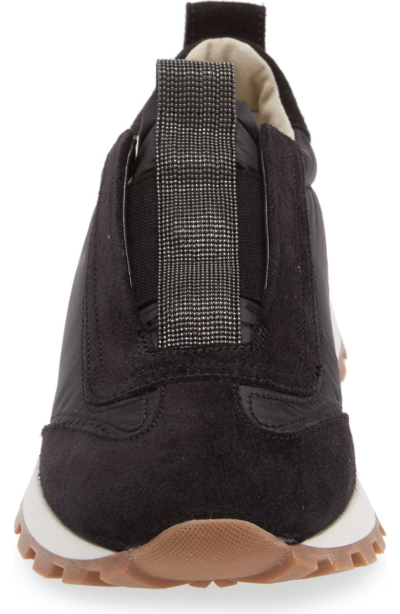 Brunello Cucinelli Monili Suede & Nylon Slip-On Sneaker, Alternate, color,
