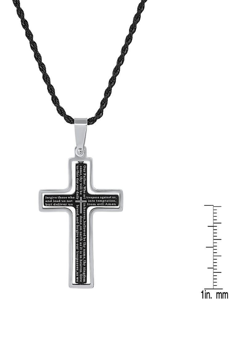 Stainless Steel Lord's Prayer Cross Pendant Necklace, Alternate, color, TWO TONE