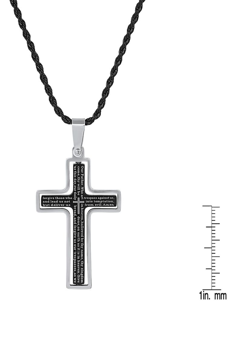 HMY JEWELRY Stainless Steel Lord's Prayer Cross Pendant Necklace, Alternate, color, Two Tone
