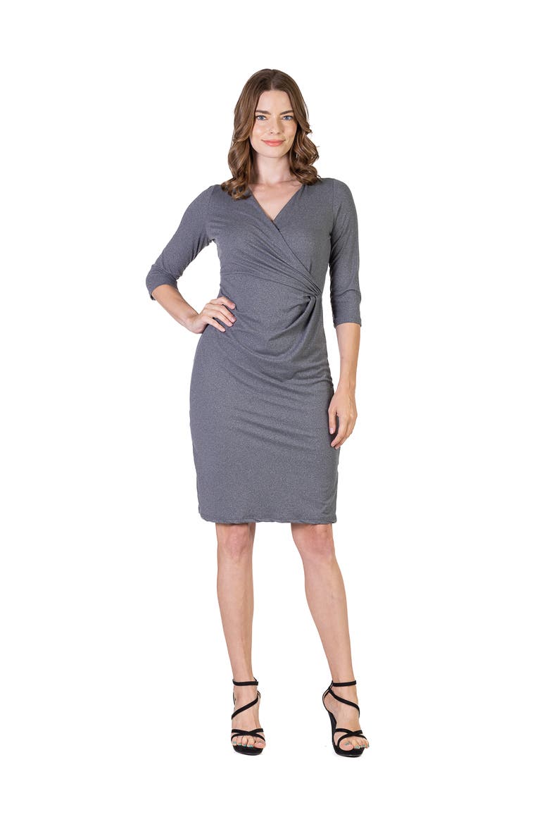 Draped in Style Knee Length V-neck Dress, Main, color, Grey
