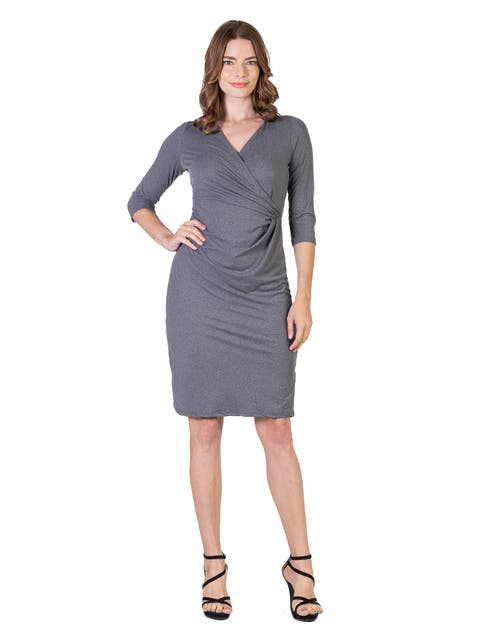 Draped in Style Knee Length V-neck Dress
