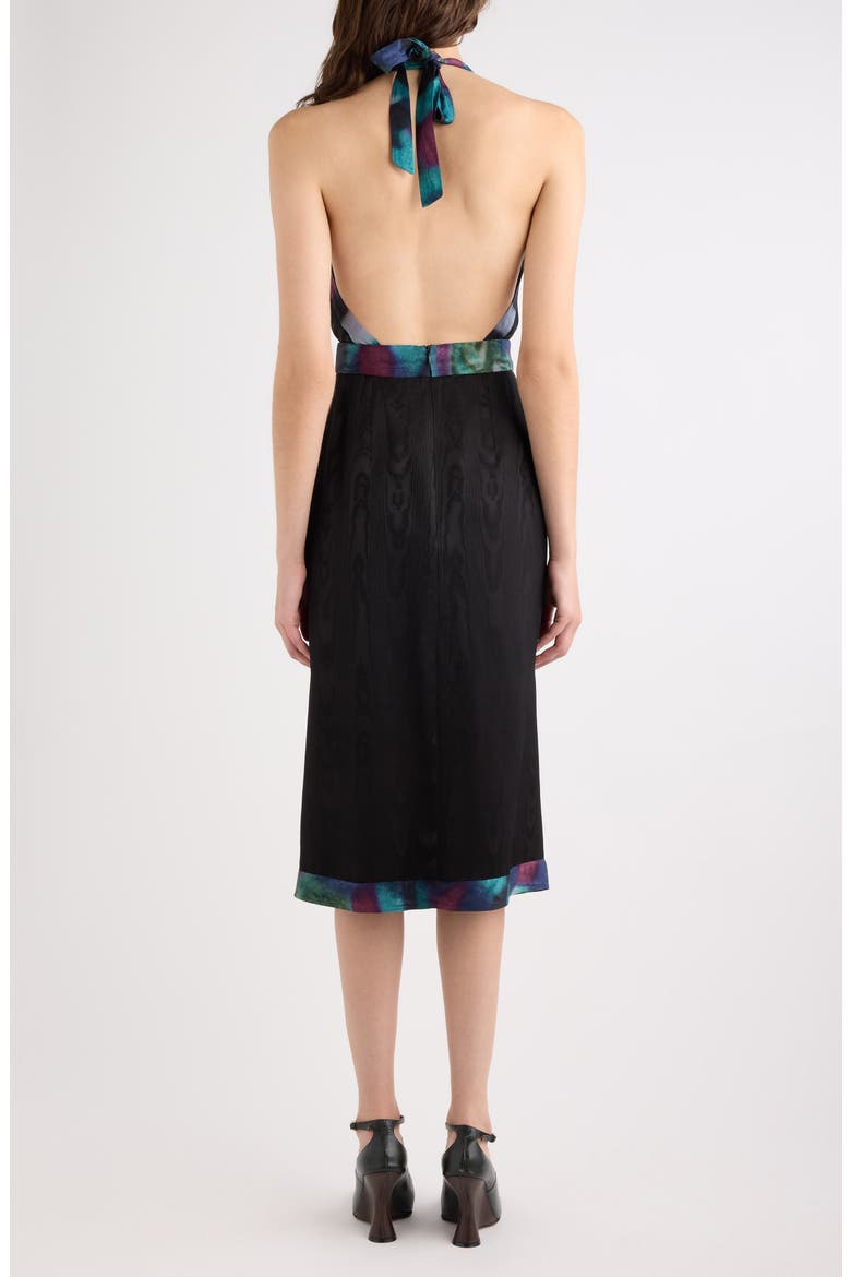 Dole Moiré Halter Dress, Alternate, color, BLACK