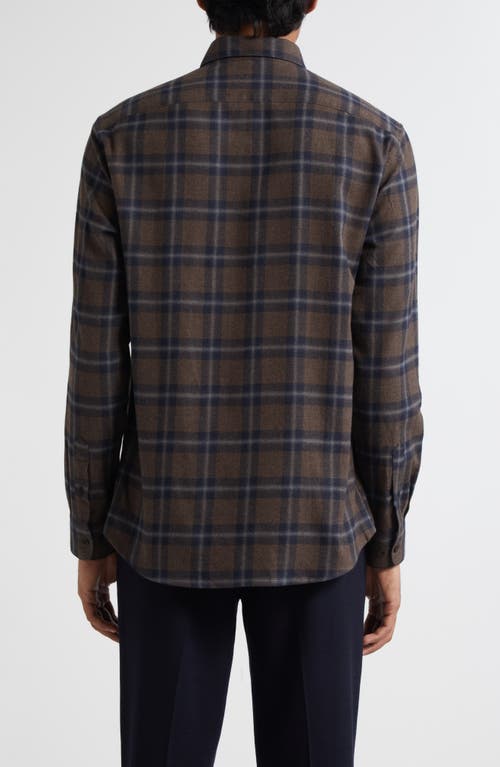 Sunspel Check Brushed Cotton Flannel Button-down Shirt In Brown