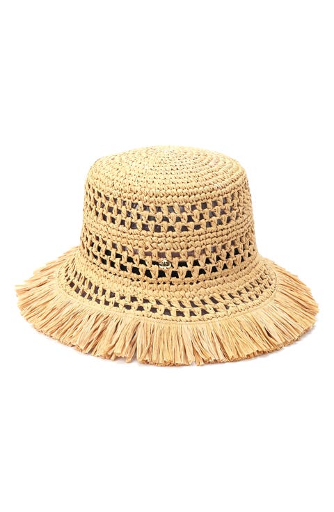 fringe spade straw cloche hat
