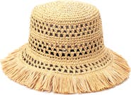 Kate Spade New York fringe spade straw cloche hat