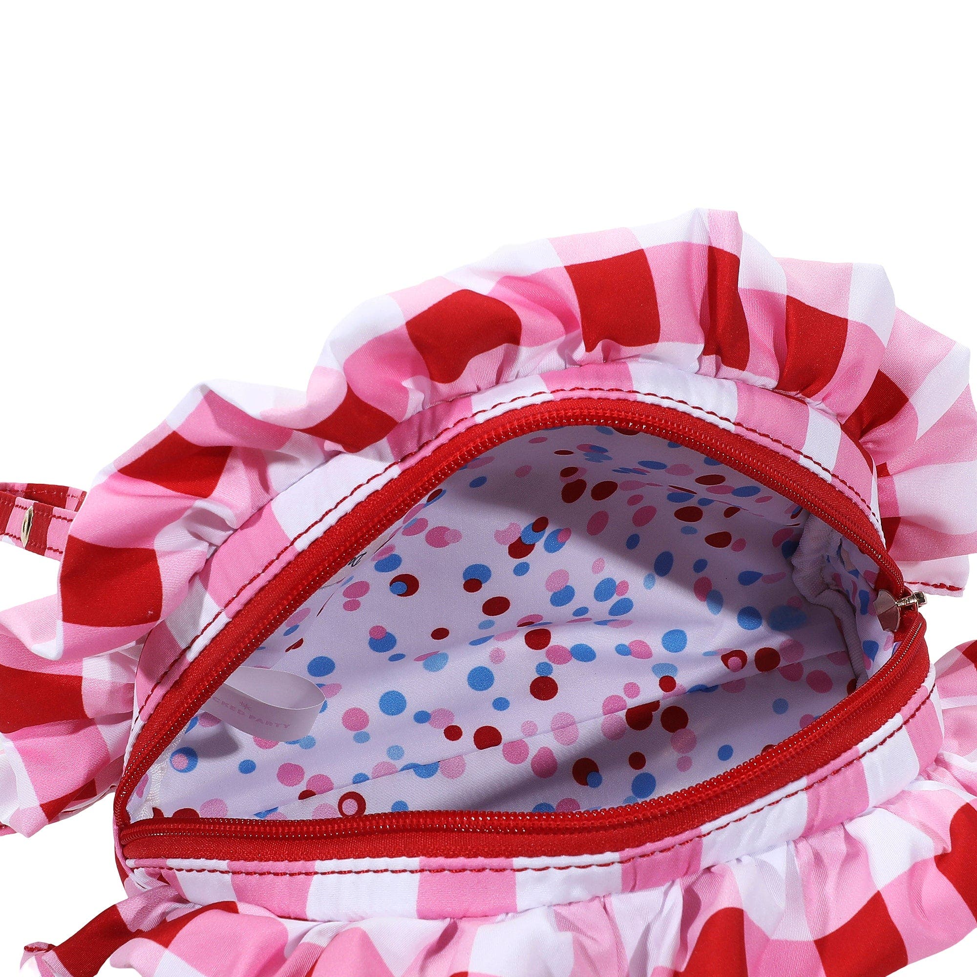 Picnic-Core Red and White Gingham Ruffled Clutch - 8.25x5.25 Inch Check Print Pouch with Ruffle Trim and Poly Lining for Parties and Gifting, Alternate, color, Multicolor