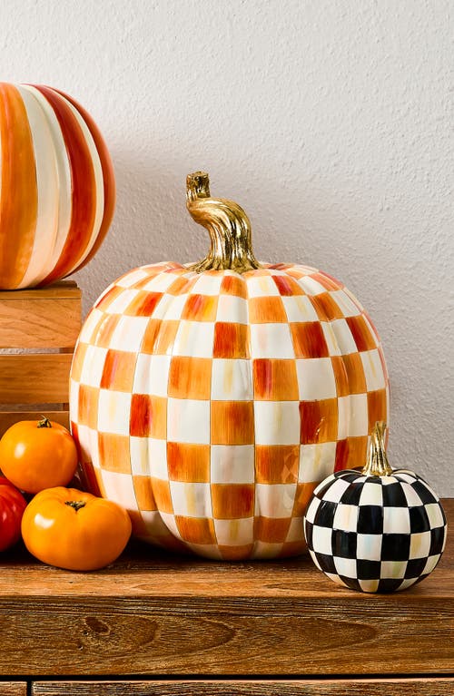 Mackenzie-childs Mackenzie Childs Orange Check Large Pumpkin In Orange