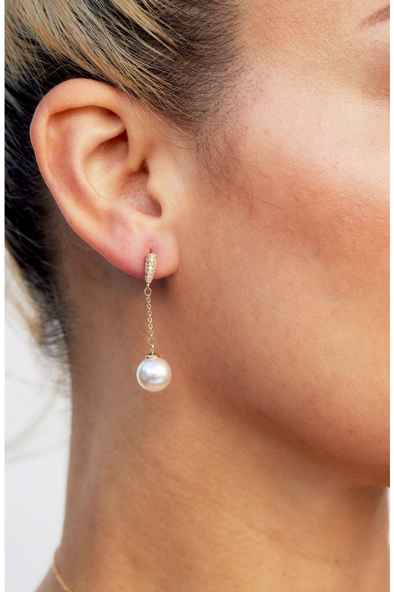 Cultured Pearl & Cubic Zirconia Drop Earrings, Main, color, YELLOW