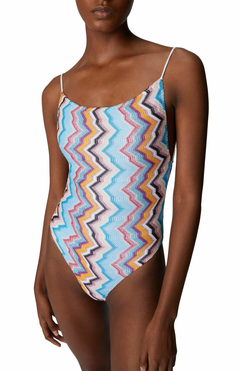 Missoni Sporty One-piece Swimsuit With Zig Zag Pattern, Alternate, color, Multicoloured