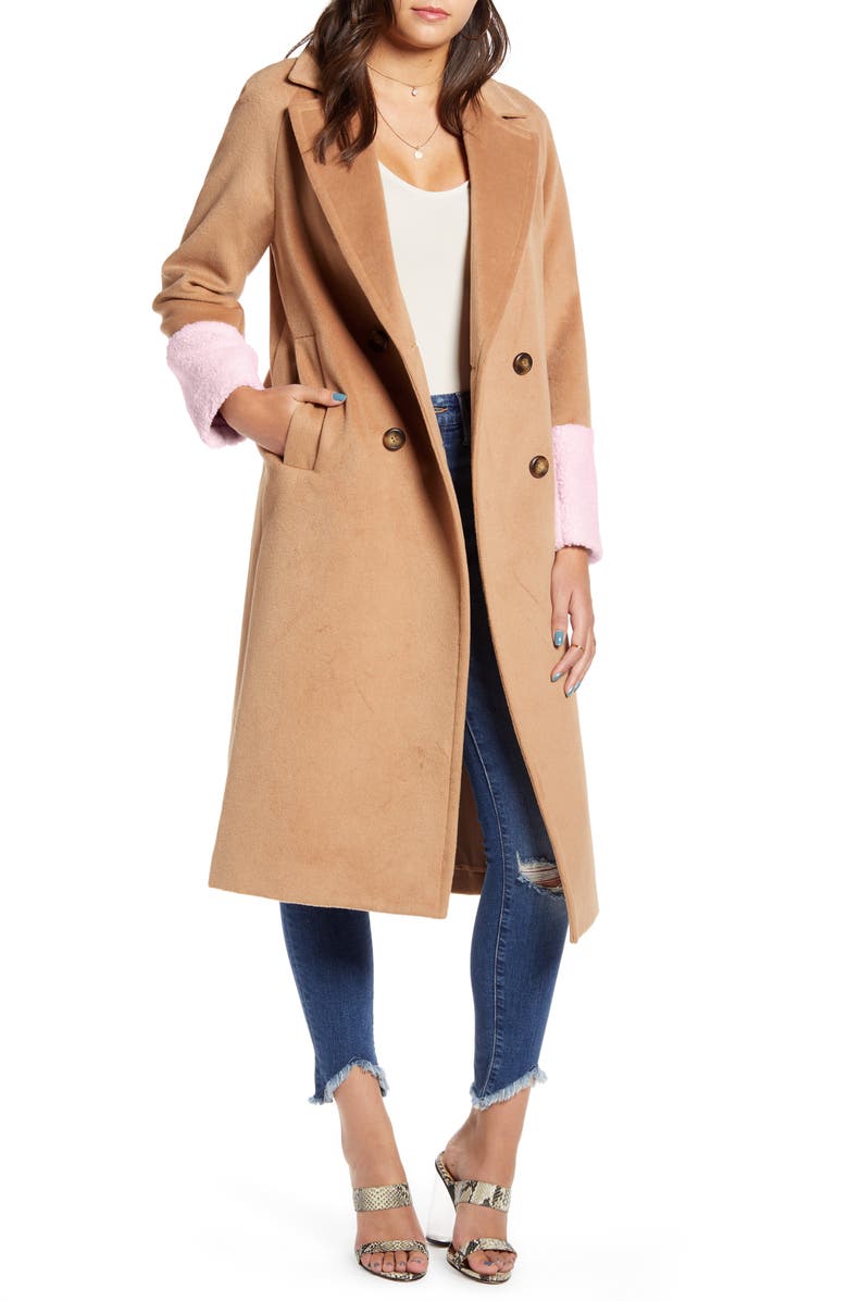 Mural Colorblock Double Breasted Coat, Main, color, 