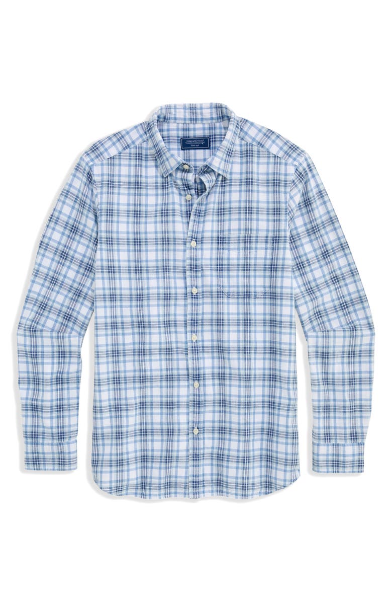 vineyard vines Sandstone Plaid Cotton Shirt, Alternate, color, Coastline