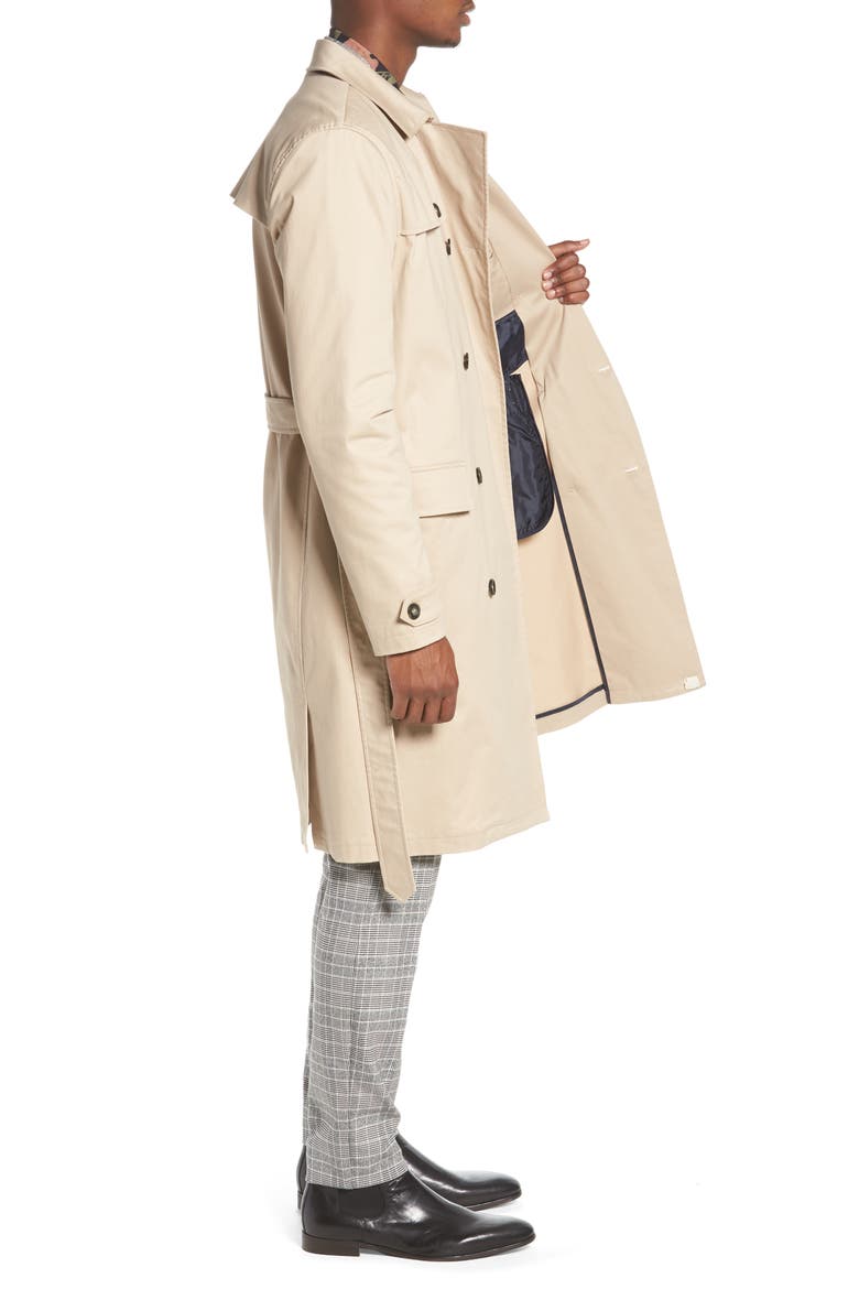 Peached Trench Coat, Alternate, color, STONE