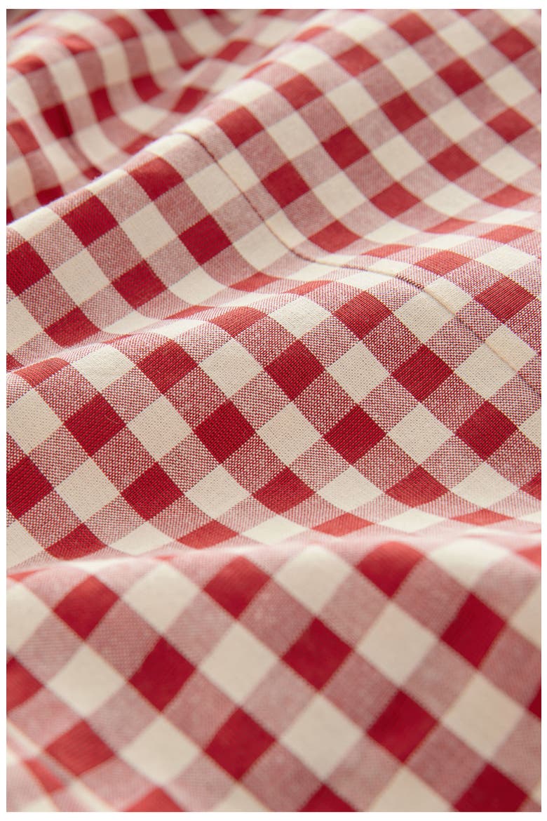 Gingham Button-Up Short Sleeve Shirt, Alternate, color, RED