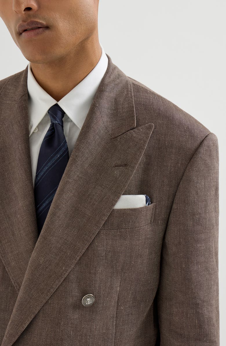 Brunello Cucinelli Silk pocket square, Alternate, color, Azure