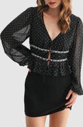 All in Favor Lace Inset Tie Front Top