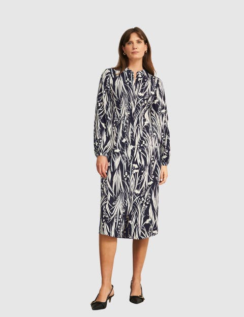 Colette Long Sleeve Printed Midi Dress