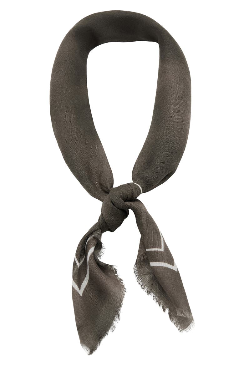 Print Fringe Square Scarf, Main, color, BROWN