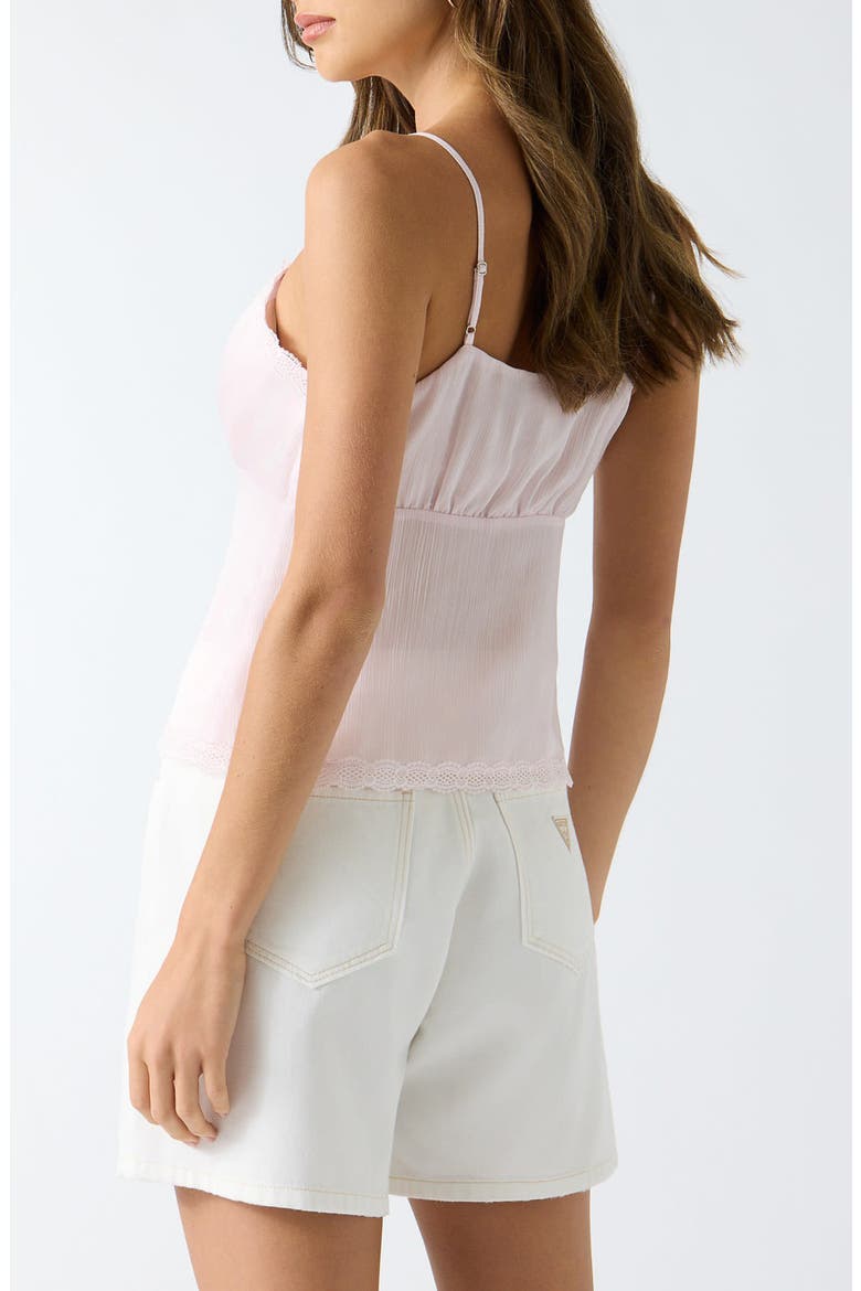 Saisha Lace Trim Ruffle Crop Chiffon Babydoll Top, Alternate, color, LIGHT PINK
