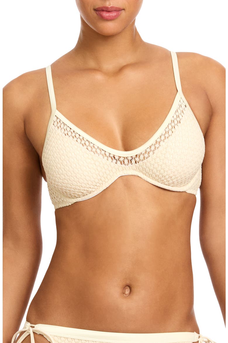 Open Stitch Triangle Bikini Top, Main, color, BISQUE