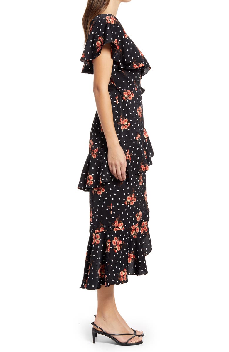 Chi Chi London Ruffle Detail Tea Dress, Alternate, color, 