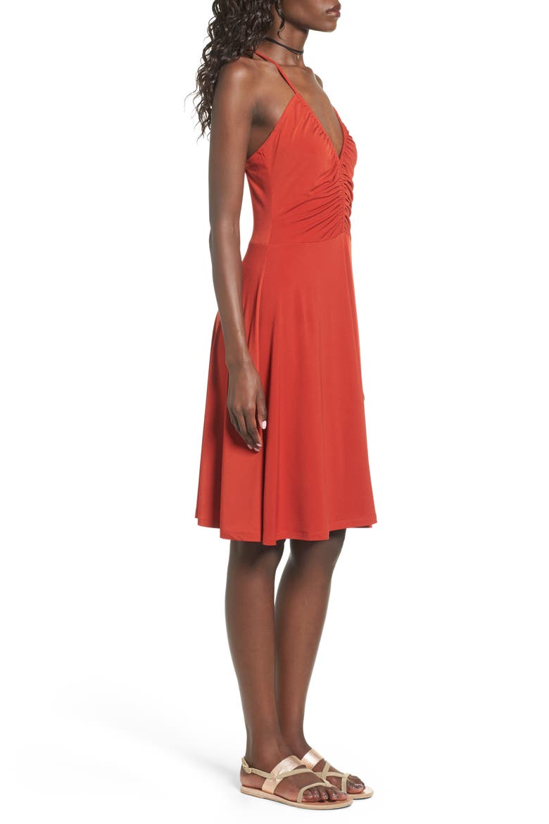Cinch Front Dress, Alternate, color, RED PERSIMMON