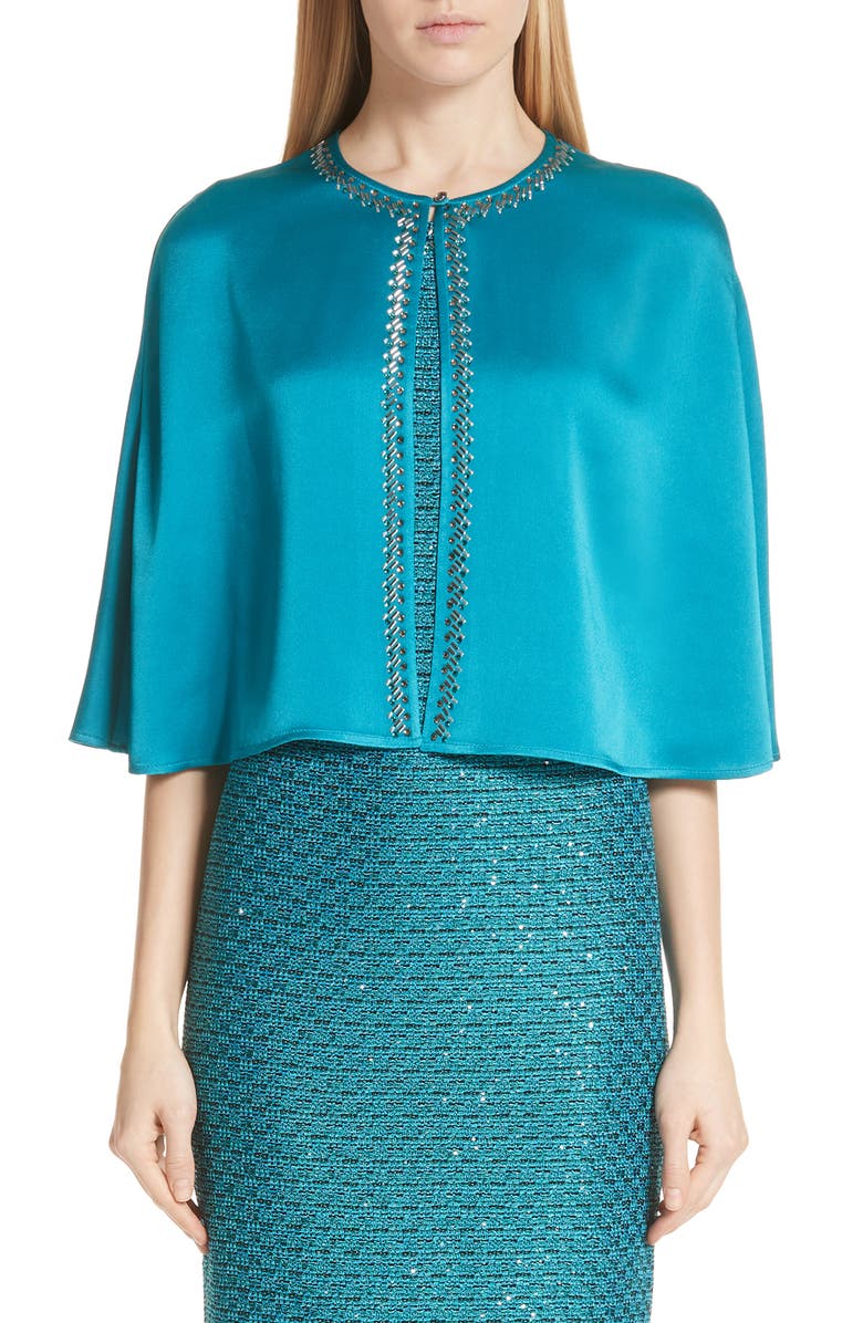 ST. JOHN Evening Liquid Crepe Cape, Main, color, Cerulean