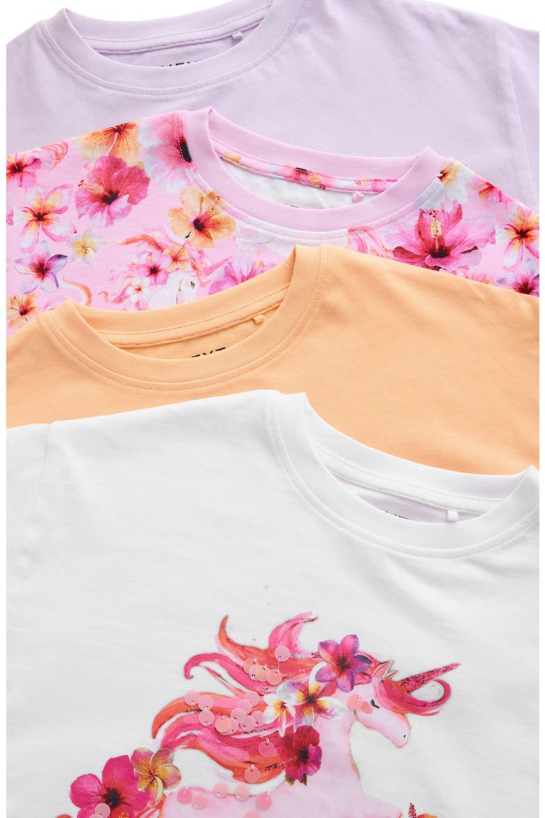 Four-Pack Graphic Tees, Alternate, color, PINK