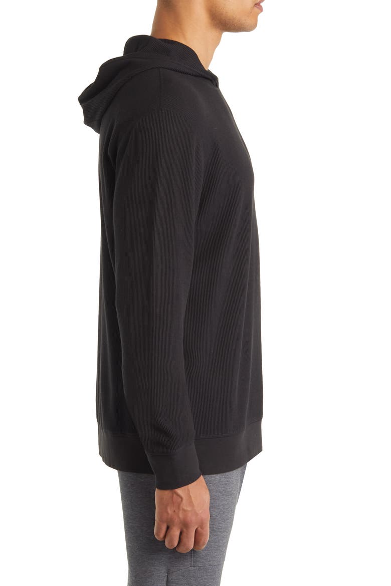 Waffle Hoodie, Alternate, color, BLACK