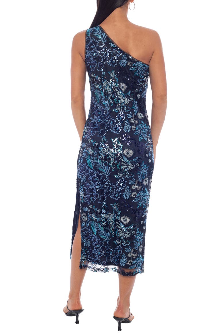 One-Shoulder Beaded Midi Dress, Alternate, color, NAVY