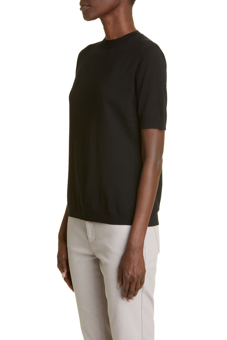 Short Sleeve Sweater, Alternate, color, BLACK